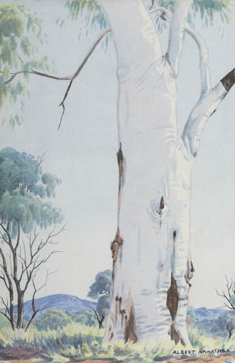 ALBERT NAMATJIRA - Untitled (Central Australian Landscape with Gumtree)