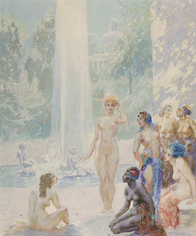 NORMAN LINDSAY - By the Fountain