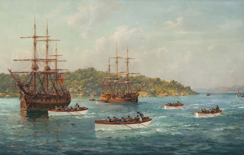 JOHN ALLCOT - Australia\x83??s First Boat Race, Sydney Harbour, 1818